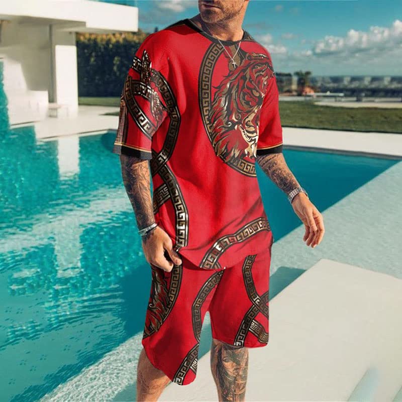 Survêtement homme grande taille 4XL short imprimé 3D et t-shirt confort