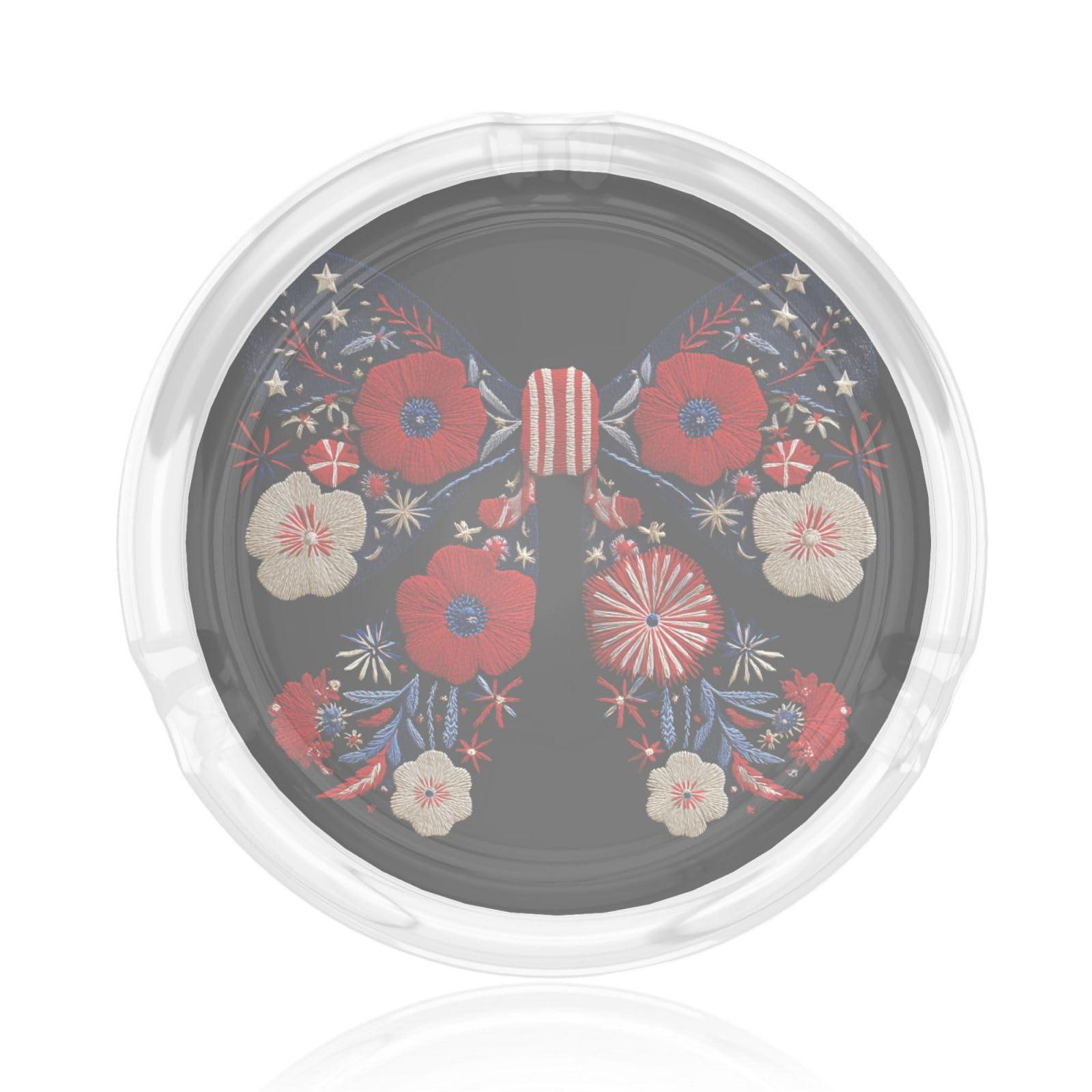 Patriotic Floral Bow Glass Ashtray For Cigarettes Ash Trays Case For Home Office Decor