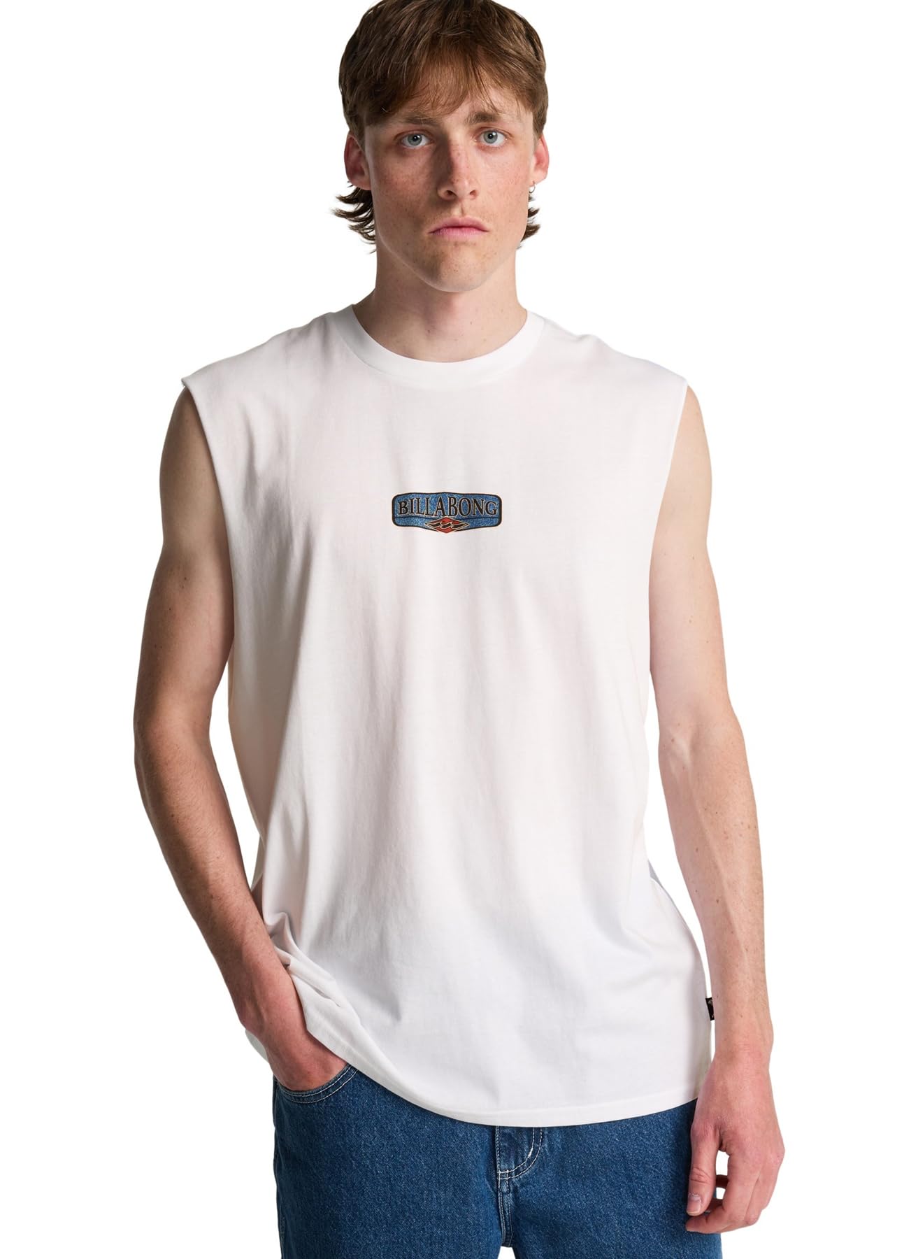 Billabong Men's White Burleigh Tank Top T Shirt Top Size Large