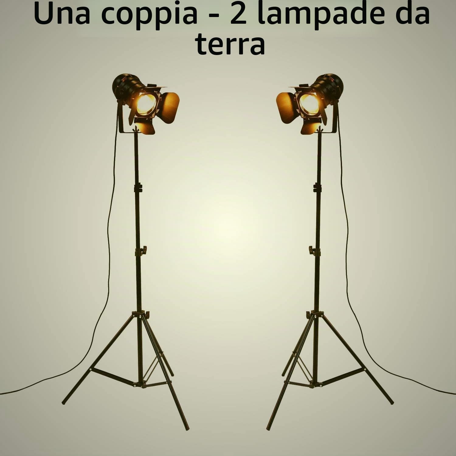 Industriale nero treppiede lampada da terra Stand luci, 5m cavo con interruttore in piedi luce treppiede collo d'oca per soggiorno camera da letto ufficio bar illuminazione, 2 confezioni