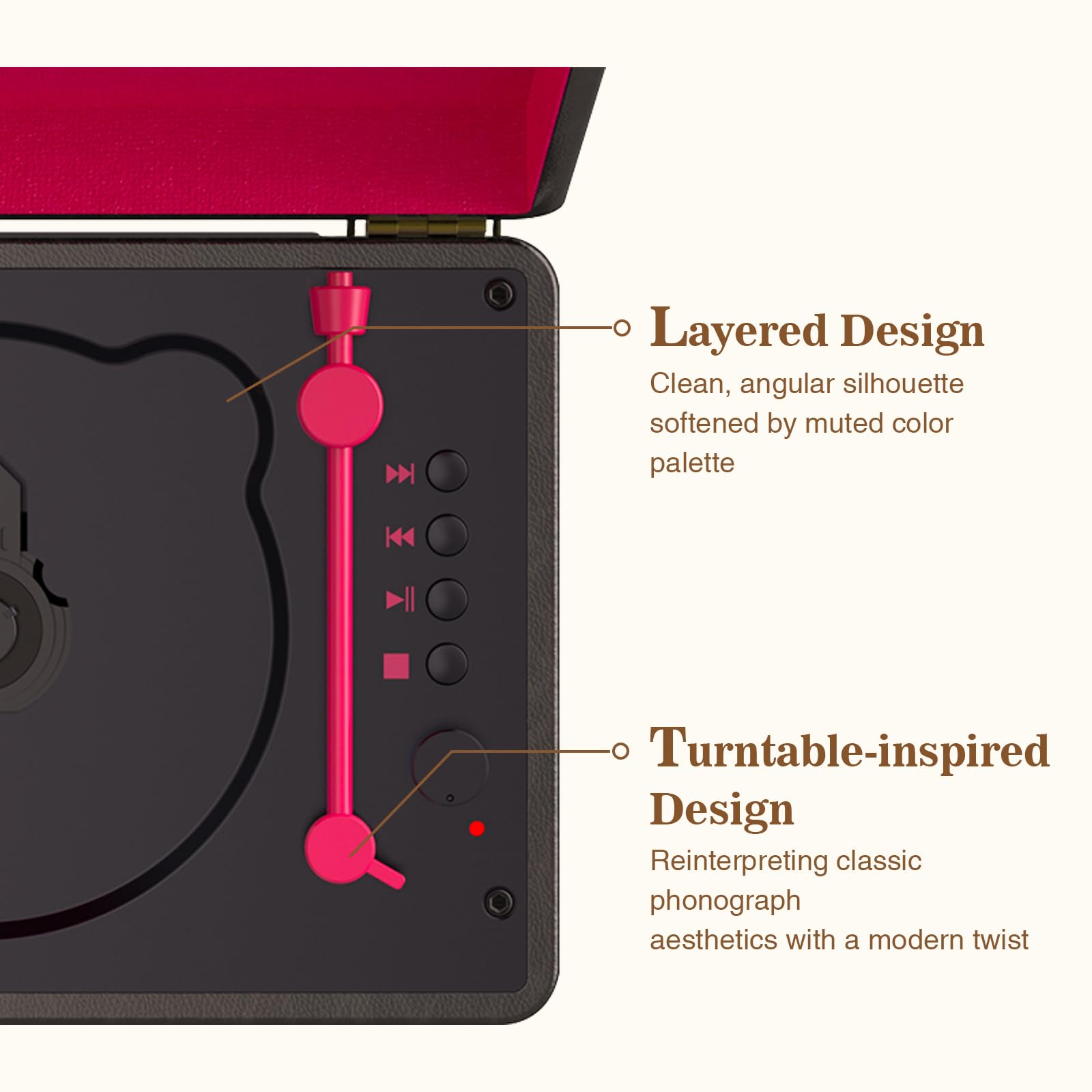 Lecteur CD portable avec Bluetooth 5.2, batterie rechargeable et haut-parleurs intégrés – Design rétro de valise Hi-Fi pour décoration de maison, support AUX/carte TF – Cadeau idéal (Noir