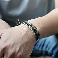 Vista 488 de Handmade Natural Stone Beaded Healing Bracelet Gift for Men Adjustable Rope String Bracelet