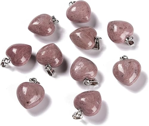 Beadthoven - 10 dijes de piedra de corazón hinchado, piedras preciosas curativas para chakras, reiki, cuentas para hacer collares, joyas, día de San