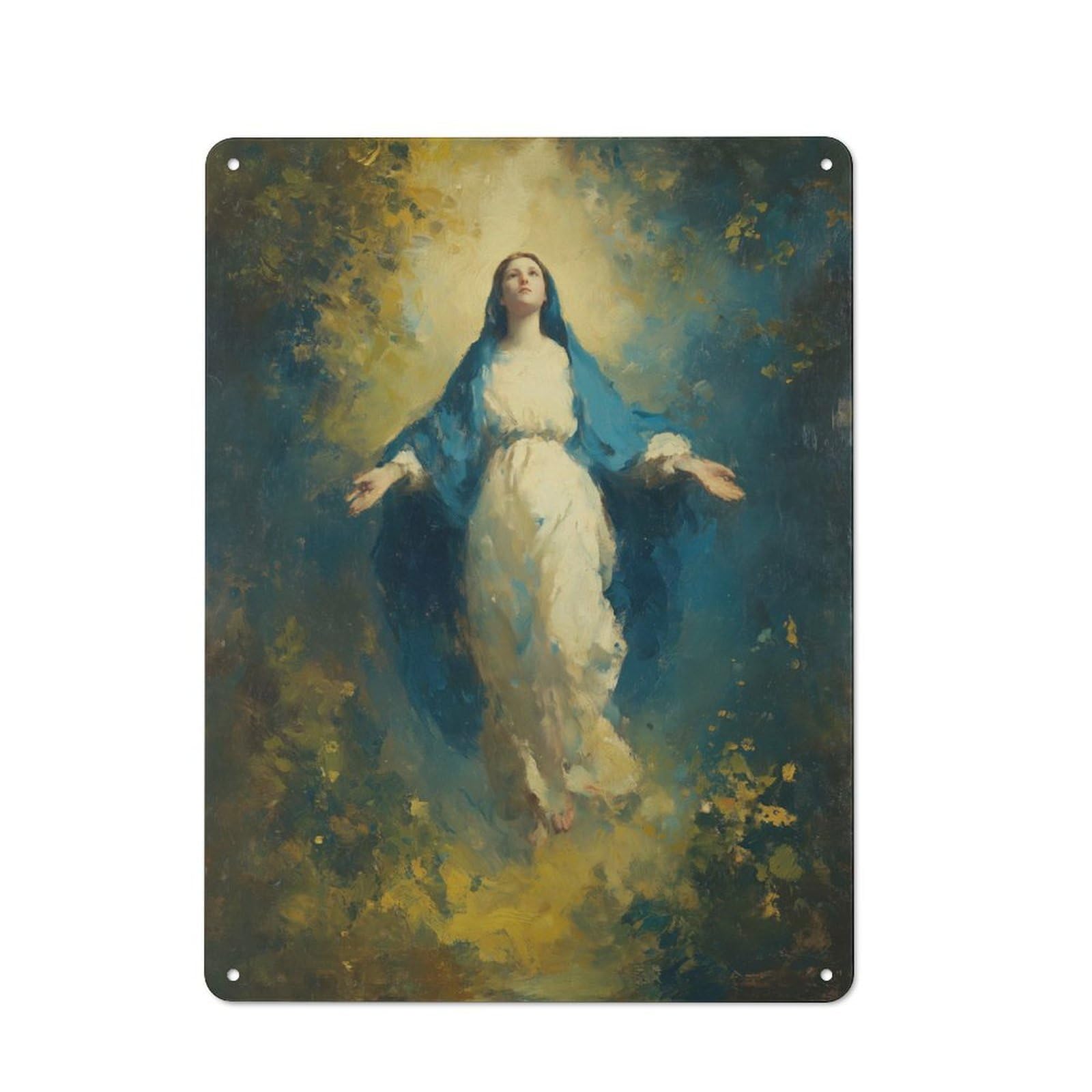 Junmoney Ascension Of Mary Painting Retro Metal Sign 40X30cm For Garden Room Or Summerhouse, For Garden Room Decor Fans