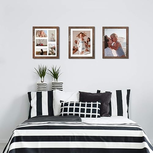 Vista 59 de Capcillin Juego de 2 portarretratos de 11 x 17 pulgadas, patrón de madera, color marrón rústico, para montaje en pared, plexiglás, ideal