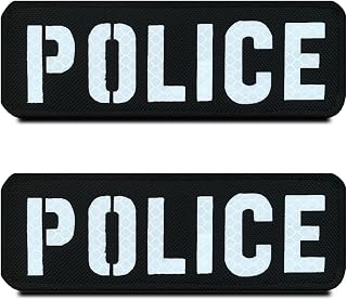 2 Stück Reflektierendes Police Polizei Infrarot IR Reflektiv Abnehmbare Militär Police Patches für Rucksäcke Kleidung Taschen Uniform Weste Jersey Reisen Cosplay CS-15.2x5 cm