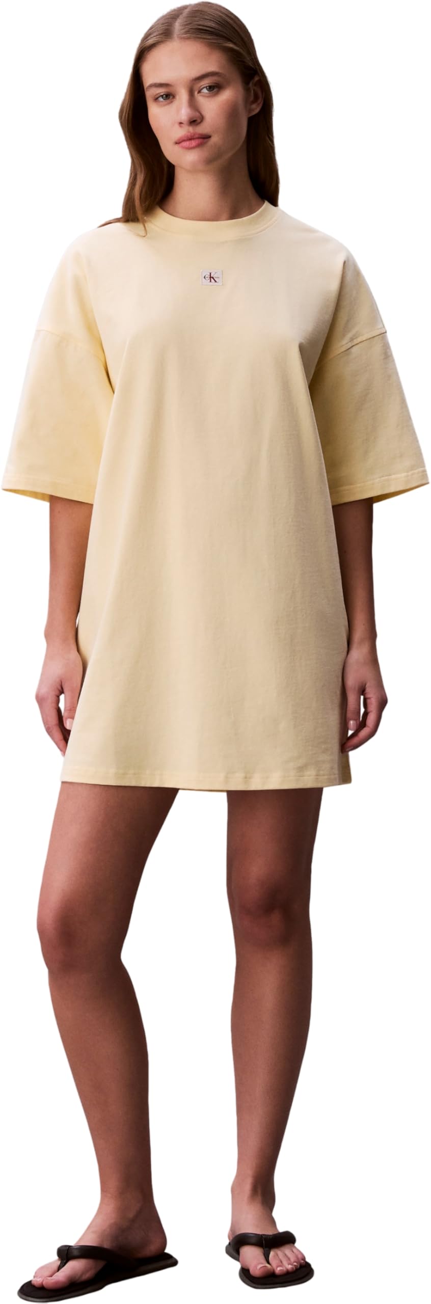 Calvin Klein Damen Ss Woven Label Oversized Tee DRE Lv047f228g Kleider