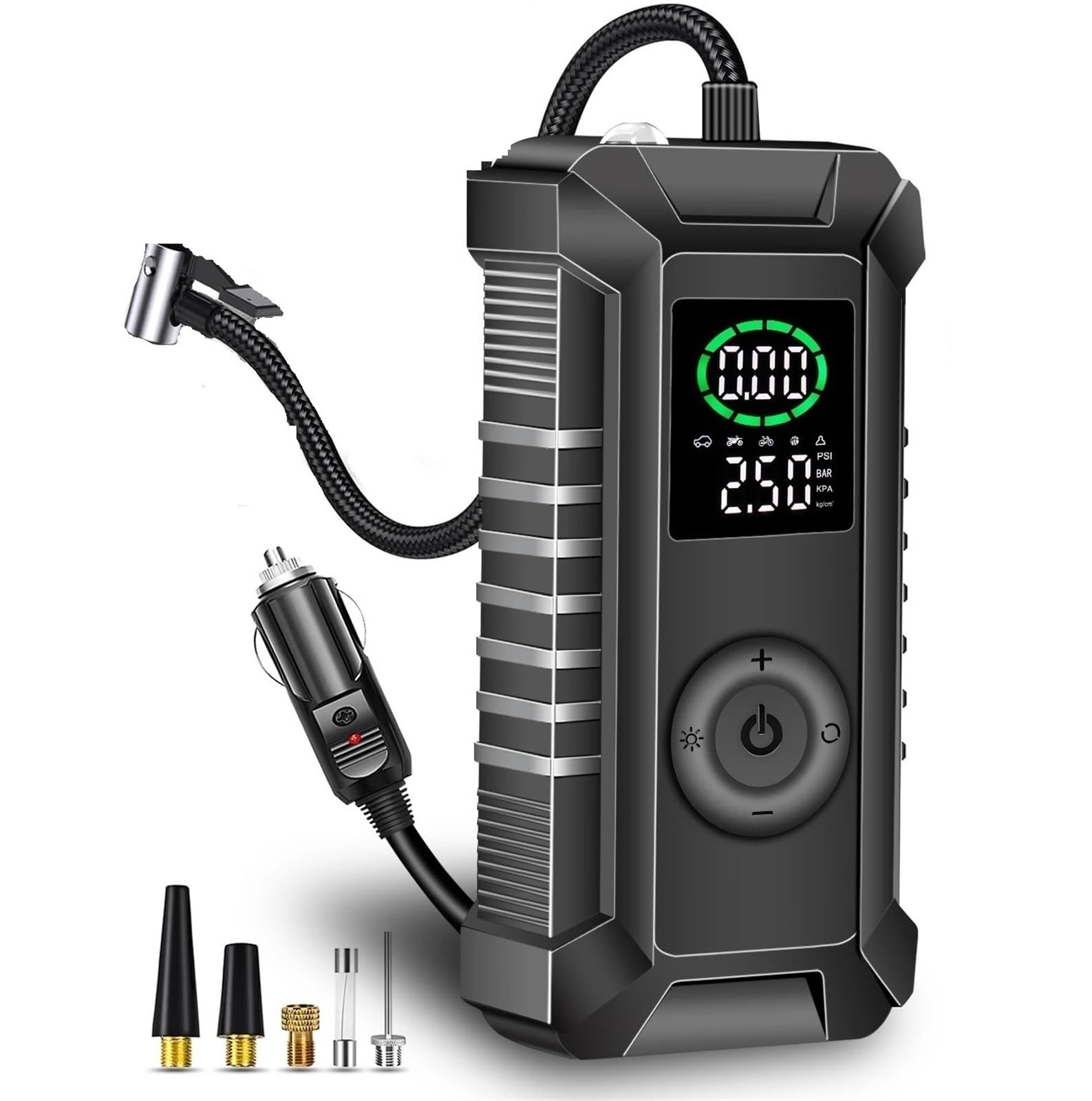 Przenośne kompresory powietrza Inflator opon Przenośna sprężarka powietrza Mobilna pompa powietrza do opon samochodowych 12 V DC z cyfrowym ciśnieniem Inflator do opon samochodowych