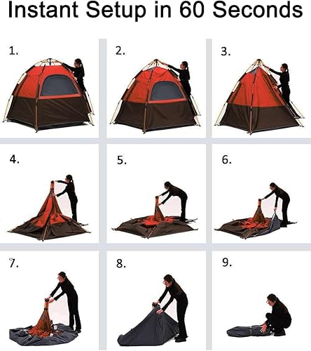 Miniatura 6 de tienda de campaña para 3 - 4 personas, con forma de cúpula hexagonal, impermeable, automática, para deportes al aire libre, camping, refugio para el