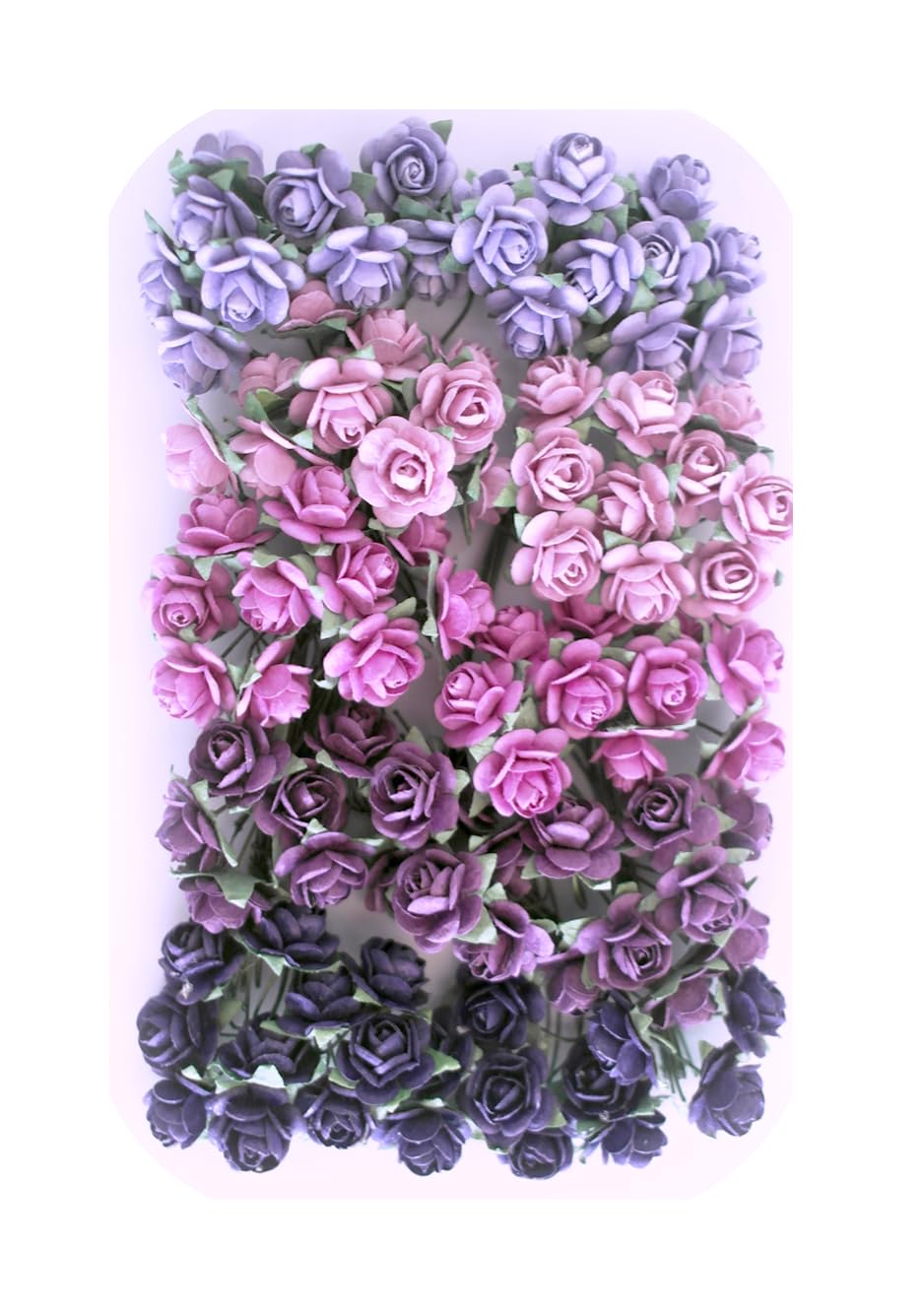 KADADSA 100 pcs Small Artificial Rose Mixed Violoet Five Color Mulberry Paper Flower 15-18 mm Scrap Booking Doll House Supplies Card