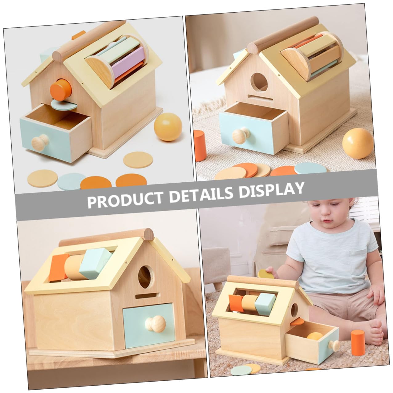 SUPVOX Juguete Educativo Montessori para Niños de 1 a 3 Años, Caja de Madera para Concentración y Entrenamiento Lógico en Educación Temprana