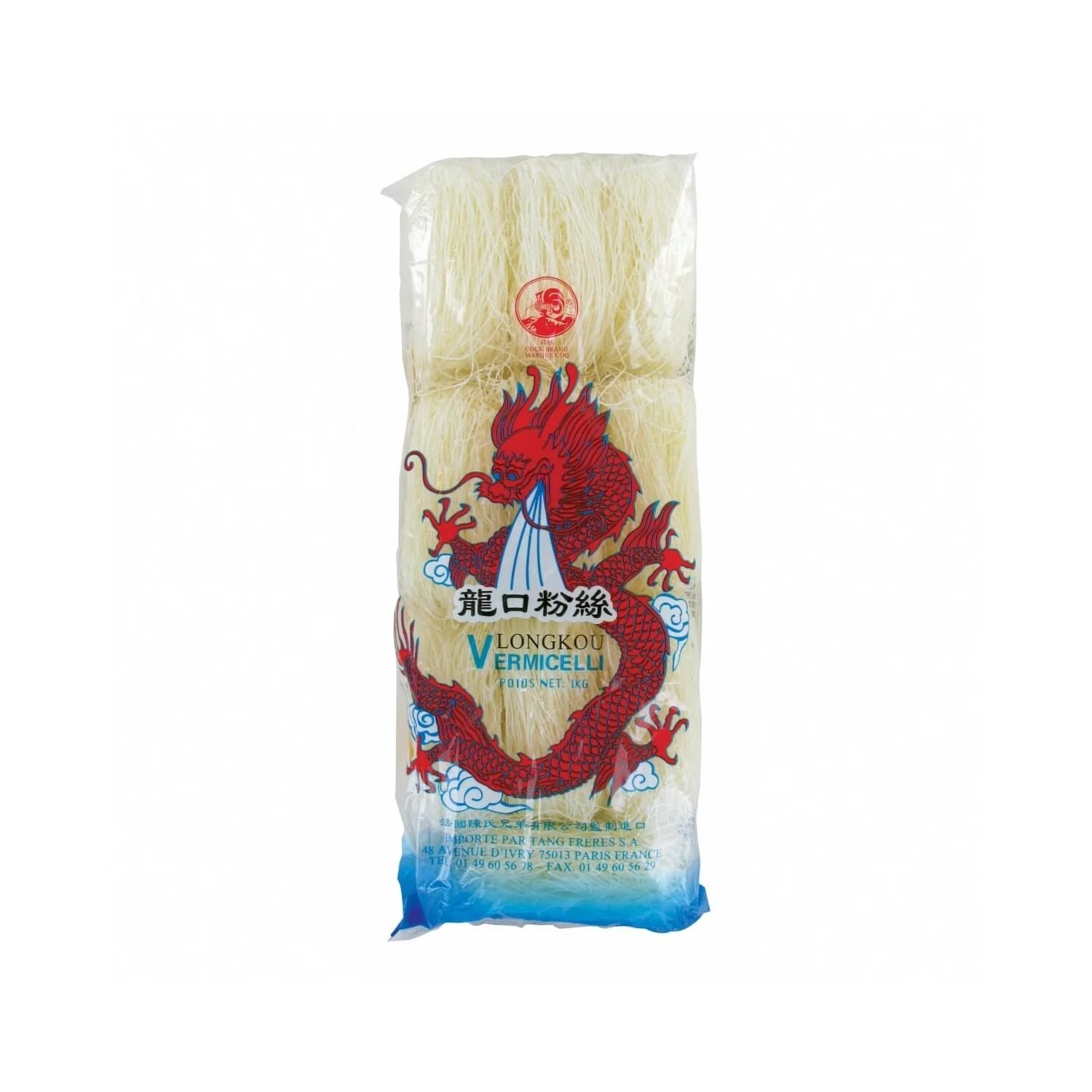 Fideos de soja LONGKOU 1KG – Fideos para nems y rollitos de primavera – Marca Coq (18 bolsas de 1 kg)
