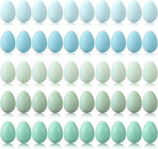 Beeveer 50 Pcs Plastic Easter Eggs Bulk for Easter Hunt 1.6 x 2.4 Inch Colorful Hanging Plastic Eggs for Basket Fillers Party Favor DIY Crafts Decoration(Green Series)