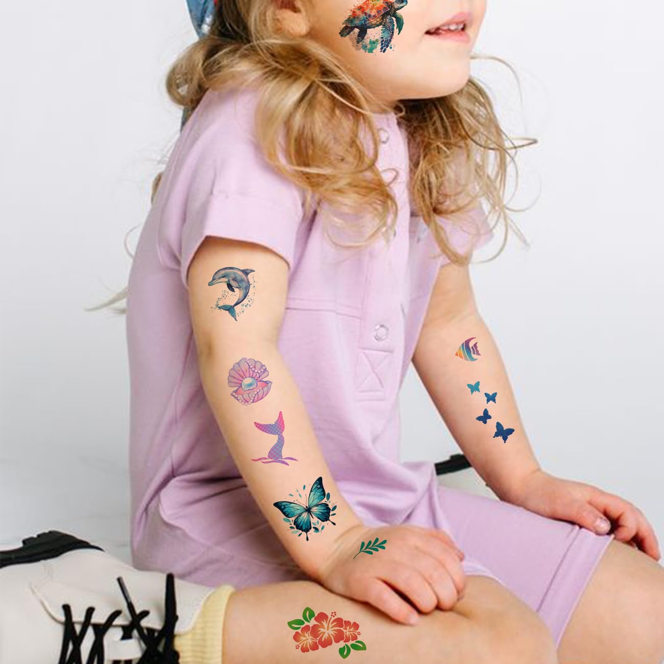 CHARLENT Temporary Tattoos for Kids - 320 Mixed Styles (36 Sheets) Tattoo Stickers Set for Boys and Girls, Car Dinosaur Hawaii Mermaid Watercolor Animals Tattoos for Kids Birthday Party Supplies