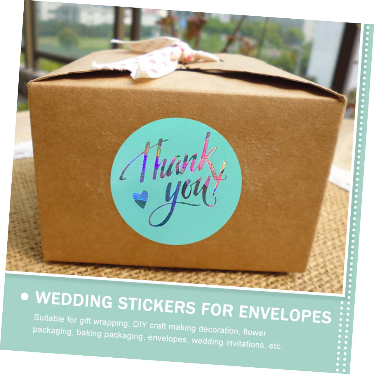 12rotoli Etichette Adesive Rotonde Grazie Da Rulli Di Stickers Per Confezioni Regali Decorazioni Di Compleanno e Matrimoni Per Involgere Dolci e Fiori