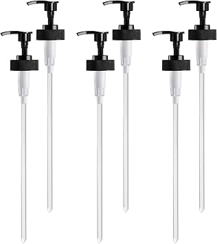 Gallon Pump Dispenser, Fits Most 1 Gallon Jugs and Containers 38/400 Snow Cone Syrup Pump Lid Top Replacement for Sanitizer, Lotion, Shampoo, Conditioner Balck - 6 Pack