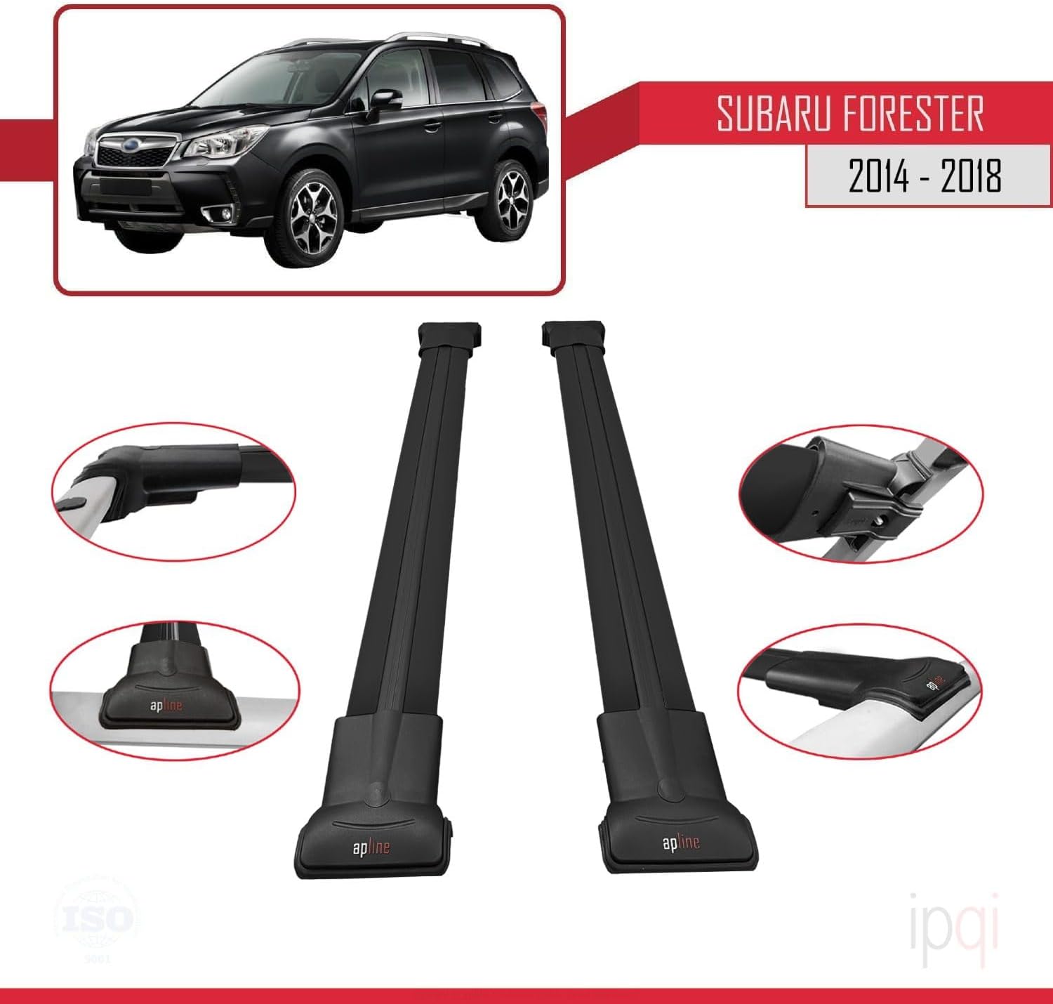RE&AR Tuning Cross Bar Compatible for Subaru Forester 2013-2021 Roof Racks Car Top Luggage Carrier Rails Alu Black