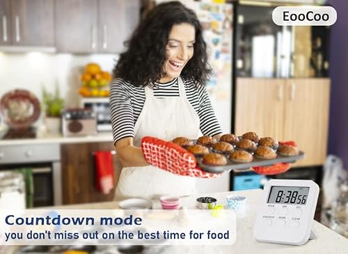 Timer Digital Kitchen Timer For Cooking, Desk Timers For Teacher Kids, Big Digits, Mute Switching, Magnetic Backing, Stand - White #TOP3