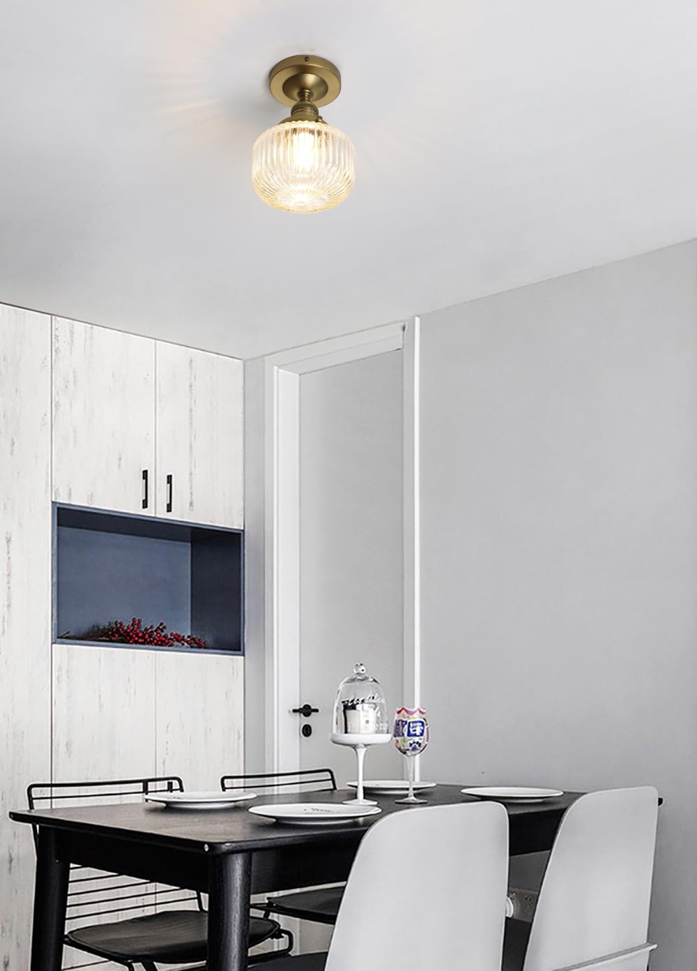 Phansthy Vintage Deckenleuchte Modernes gestreiftem Klarglas Hängeleuchte Pendelleuchten E27 für Loft,Flur Schlafzimmer Wohnzimmer Küche Badezimmer Gästezimmer etc (Antike Farbe)