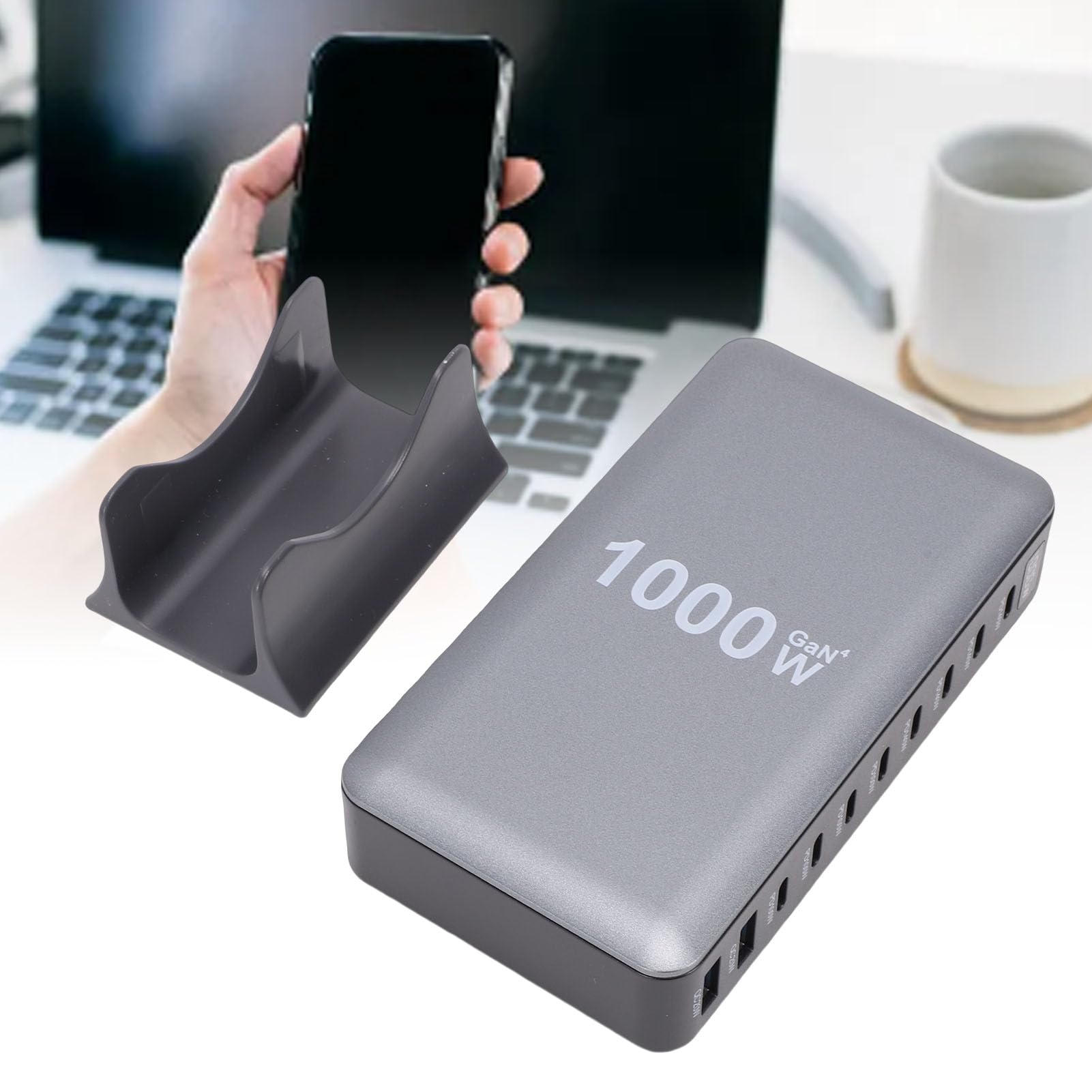 Stazione di Ricarica USB C da 1000 W Stazione di Ricarica Tipo C USB 10 Porte GaN III Pro Hub Rapida PD PPS da 140 W con Indicatori LED (Spina europea)