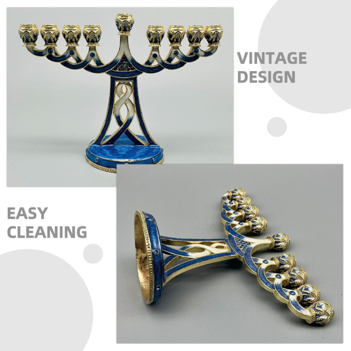 Candelabro Stile Vintage in Metallo Blu a 9 Bracci per Cerimonie