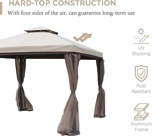 Miniatura 2 de Garden lucky Malla de repuesto para kiosco al aire libre, 4 paneles para patio, jardín, patio trasero (10 x 10 pies, marrón, solo red)