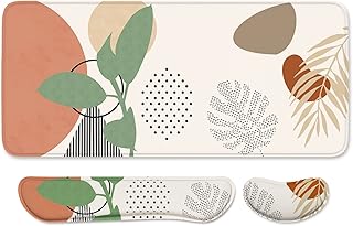 Auhoahsil Large Mouse Pad with Wrist Support Set of 3, Memory Foam Keyboard Rest + XXL Extended Gaming Pad, Ergonomic Desk for Women Men, Boho Modern Abstract Art, XX-Large, Extended XX-Large