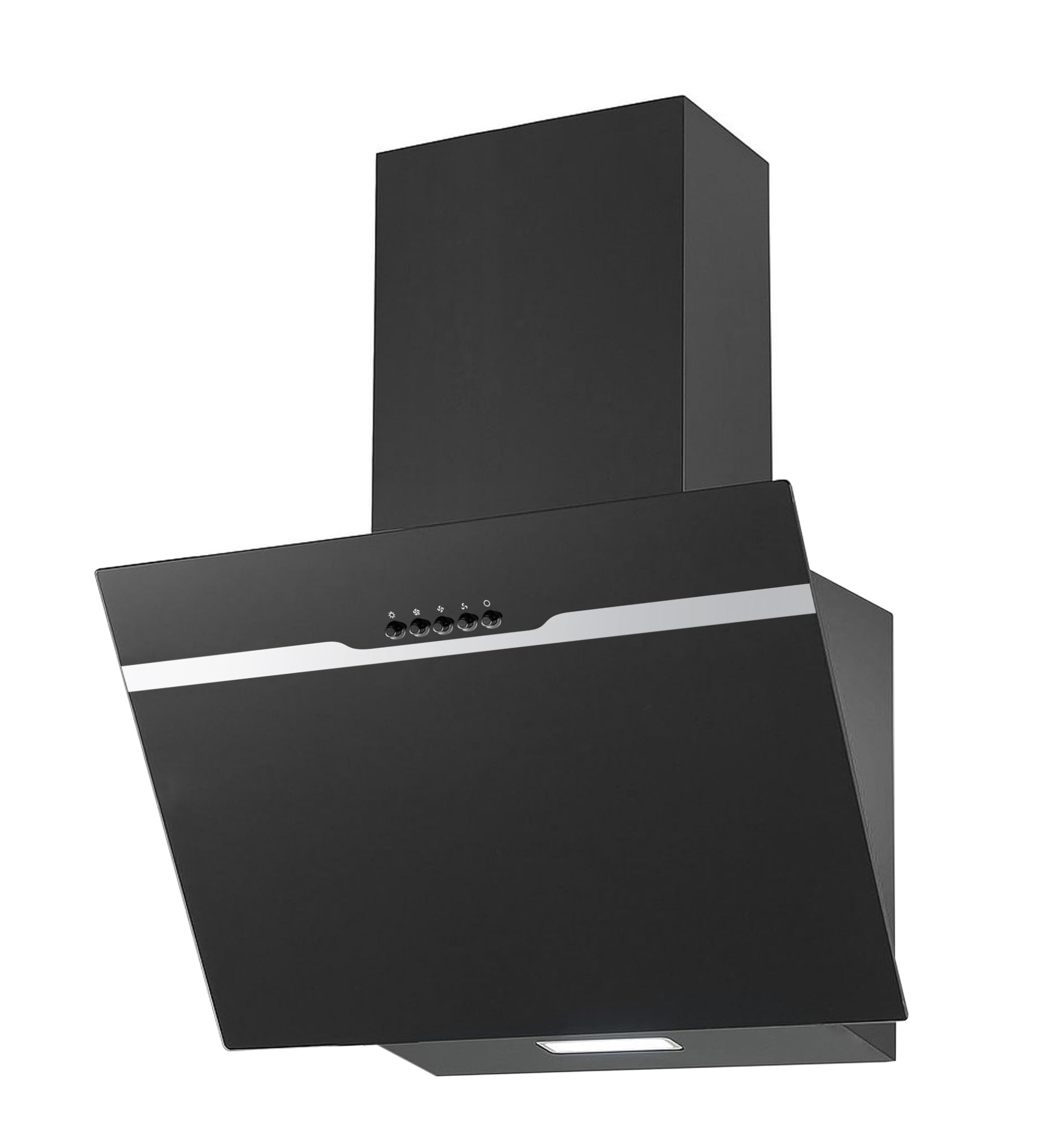 PKM DSH60-BL - Cappa aspirante in vetro nero con testa a LED, 60 cm
