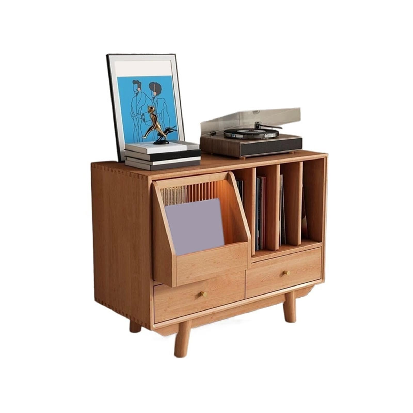 Huangj-0527 CD storage Multi-functional Minimalist Wooden Vinyl Record Cabinet for Living Room Bedroom Sofa Sideboard Record