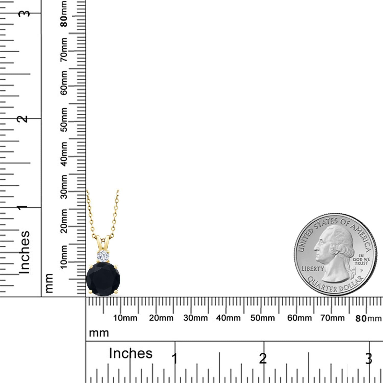 Gem Stone King 18K Yellow Gold Plated Silver Black Onyx Pendant Necklace For Women (3.32 Cttw, Gemstone December Birthstone, Round 10MM, With 18 Inch Chain) - Image 3