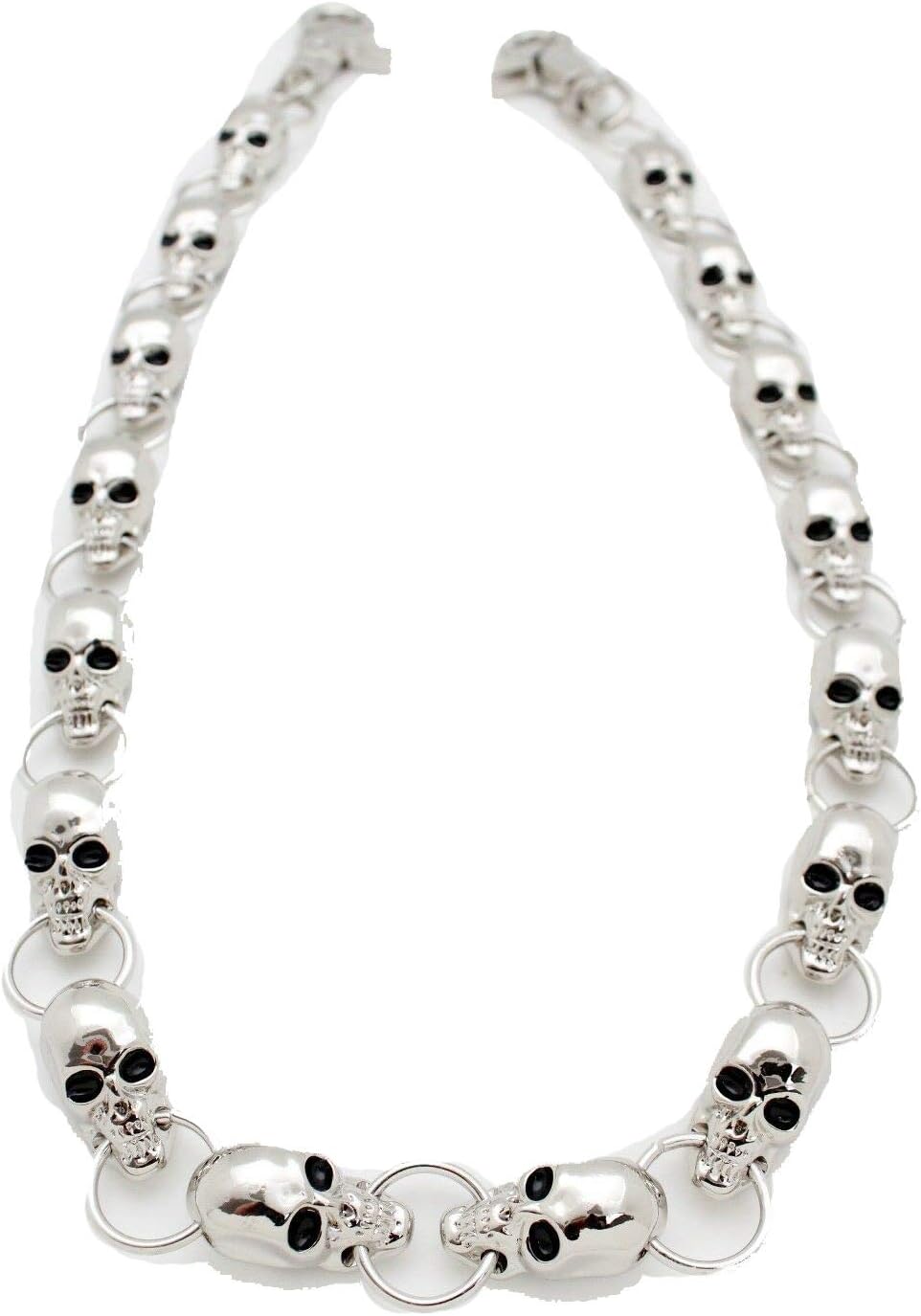 Men's Fashion Wallet Chain Links Big Skulls Silver Metal Keychain Clasp Ring Punk Rocker Style