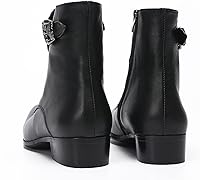 Vista 6 de Santimon Botas vaqueras para hombre, vestido formal, botas Chelsea de cuero genuino, botas casuales Patry de moda occidental, formal, baile