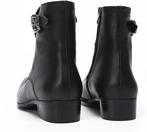 Miniatura 6 de Santimon Botas vaqueras para hombre, vestido formal, botas Chelsea de cuero genuino, botas casuales Patry de moda occidental, formal, baile de