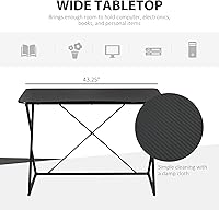 Vista 3 de HOMCOM Escritorio de computadora de oficina en casa de 43 pulgadas, mesa de estudio para estudiantes con marco de barra Z y X, soporte para sala
