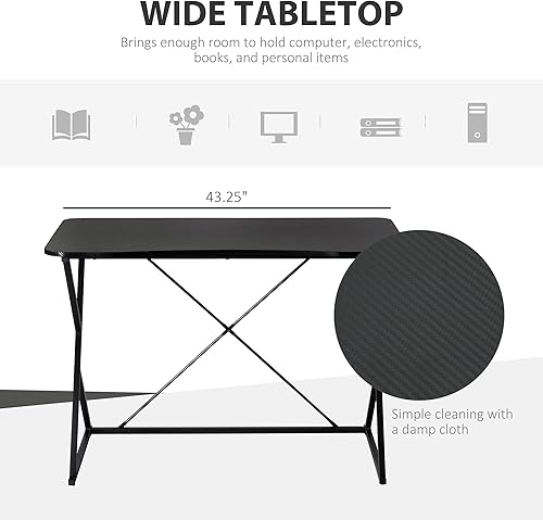 Miniatura 3 de HOMCOM Escritorio de computadora de oficina en casa de 43 pulgadas, mesa de estudio para estudiantes con marco de barra Z y X, soporte para sala de