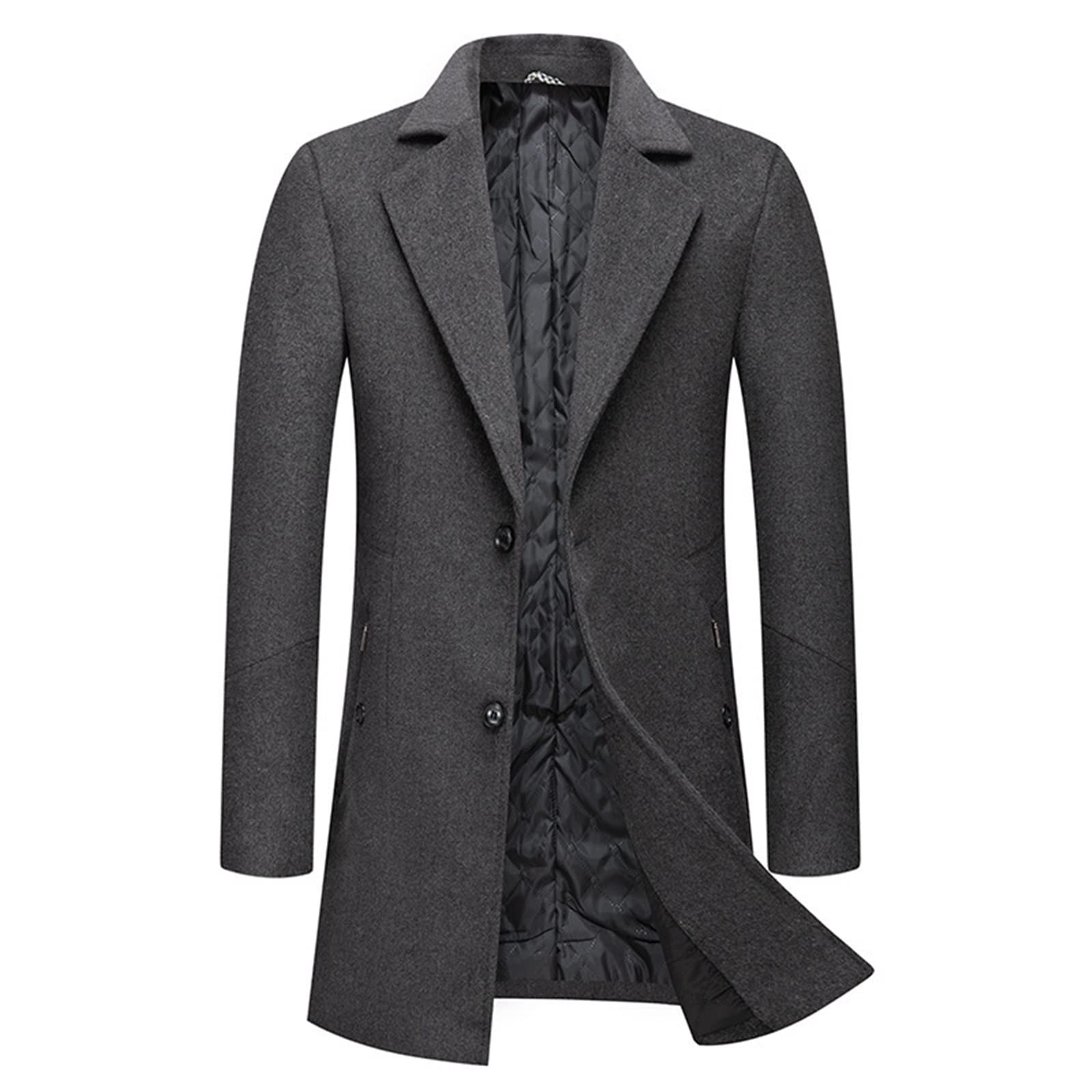 Cappotto da uomo in lana con risvolto medio lungo in misto lana trapuntato Cappotto casual morbido ed elegante Autunno Inverno per la protezione dal freddo e dal vento