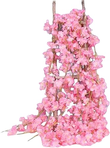 Miniatura 9 de Guirnalda de flores de cerezo, 2 piezas de 70.9 in5.9 pies de seda artificial, enredaderas de flores de Sakura falsas para decoración de habitación