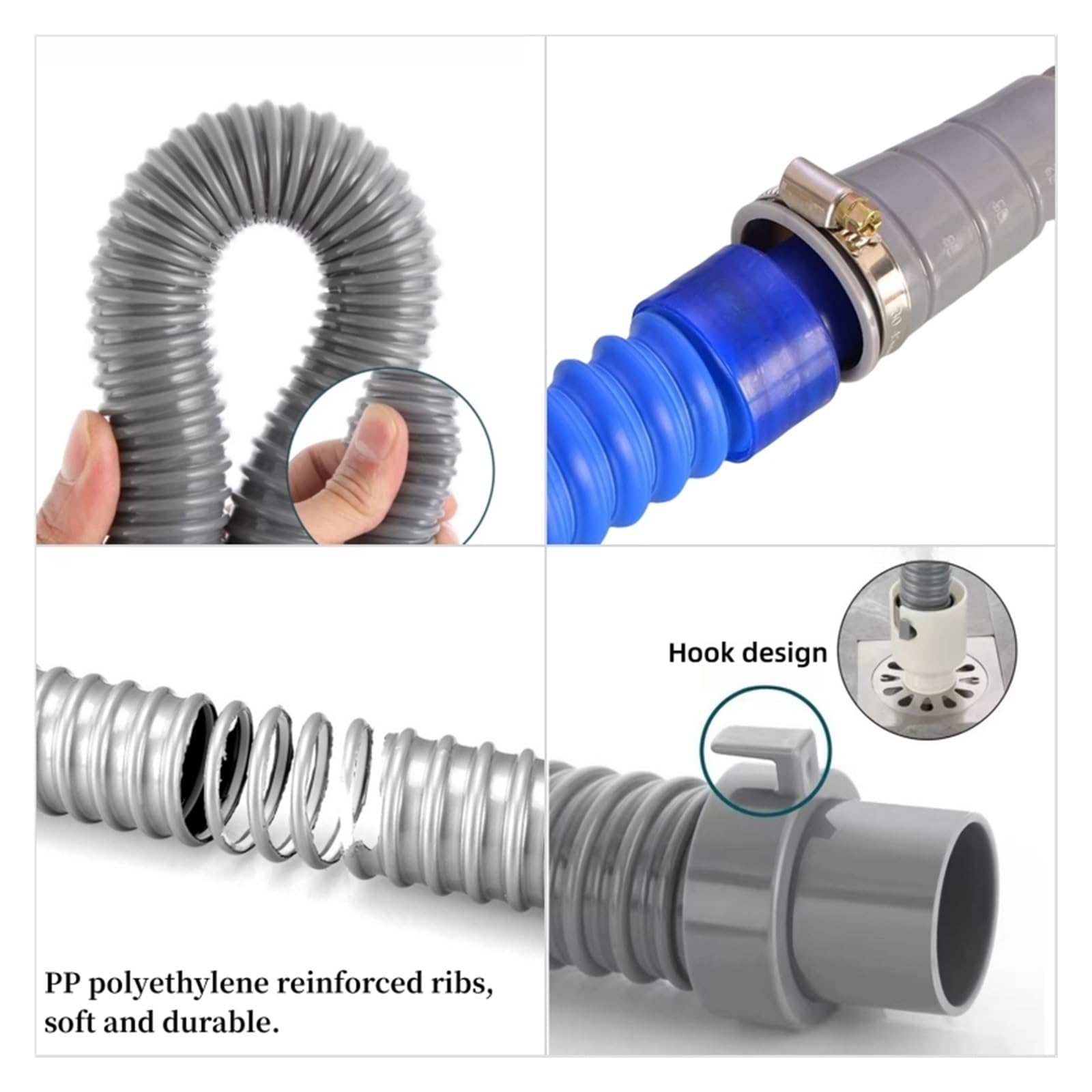 Tubo da giardino, tubo estensibile retrattile Tubo flessibile di scarico for lavatrice e lavastoviglie, tubo flessibile di scarico universale for uso domestico, tubo flessibile estensibile in plastica