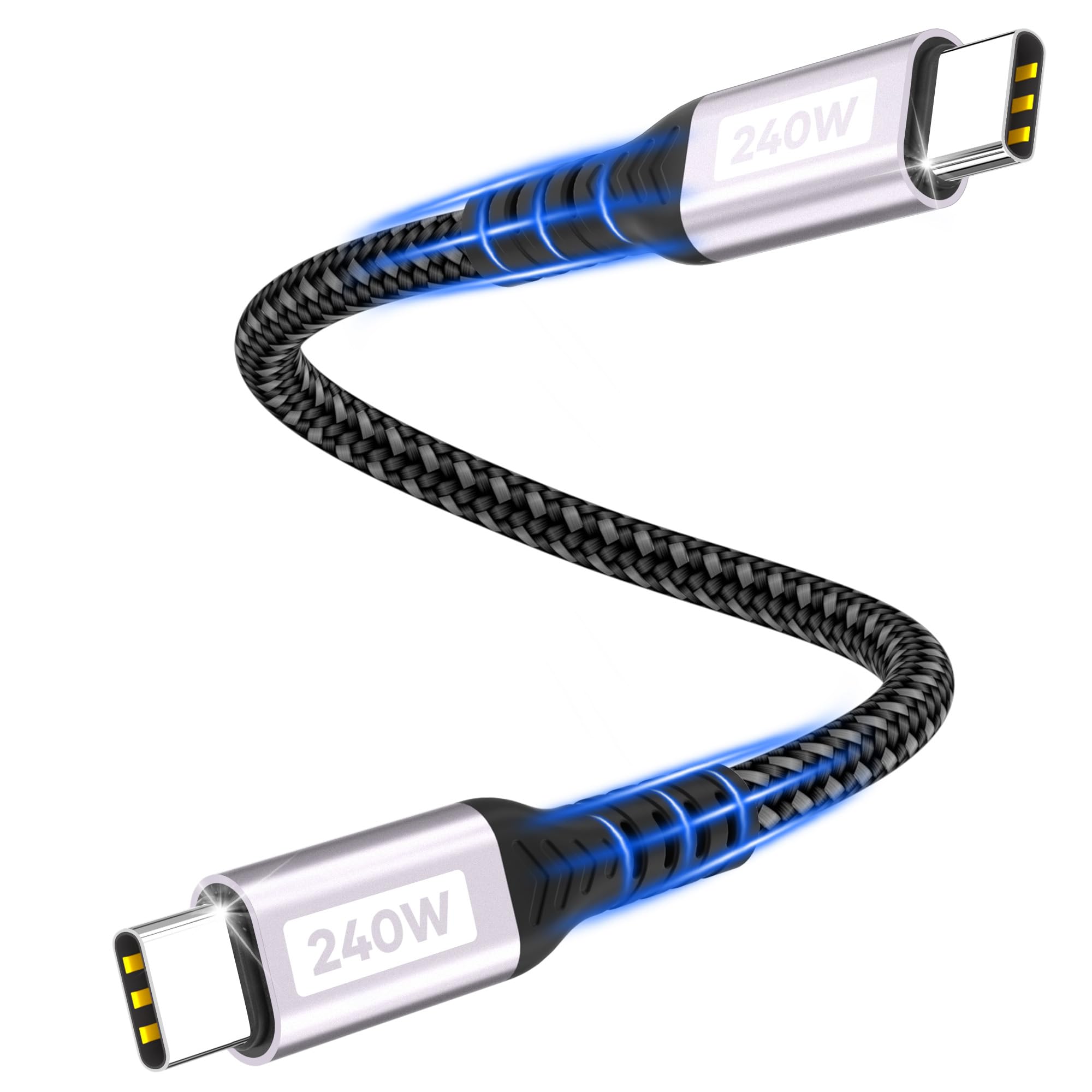 USB C auf USB C Kabel Kurz,100W 0.2m Typ C Schnellladekabel PD 5A Nylon Ladekabel USB-C Aufladekabel für iPhone 16/15 Pro Max/Pro/Plus,Samsung Galaxy S24/S23/S22,MacBook Pro/Air,Pad,Huawei,Pixel