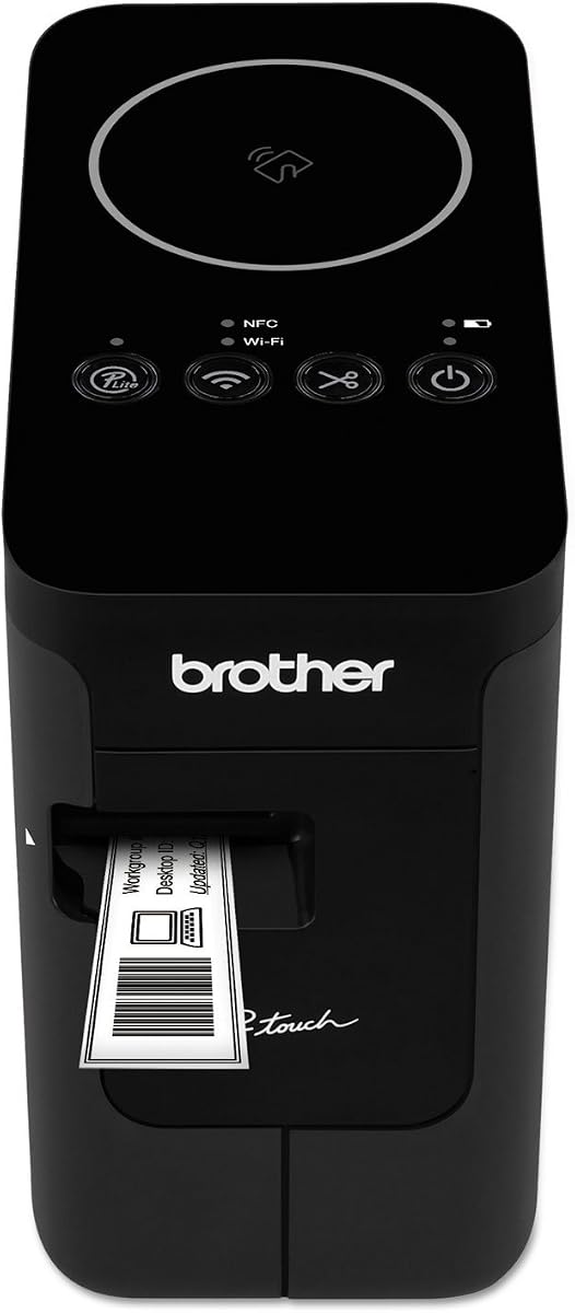 Brother Printer PTP750W Etiquetadora inalámbrica, 1.18, negra | Incluye cinta inicial TZe, adaptador de CA y cable USB para organización, almacenamiento e identificación.