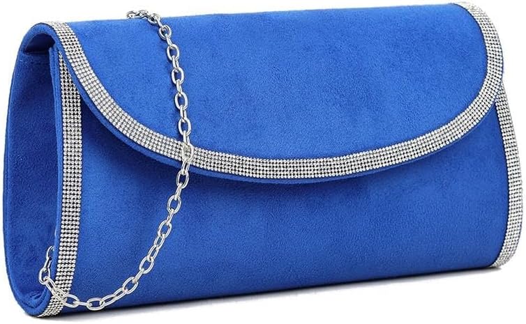 Girly HandBags Womens Faux Suede Diamante Trim Clutch Bag