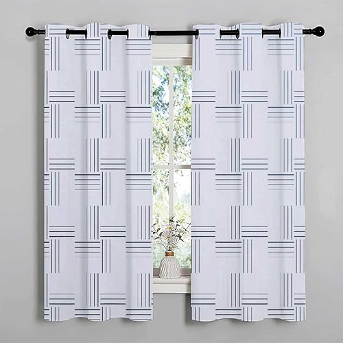 Cortinas para Habitacion - Cortinas para Habitacion con geometría de color claro, línea de celosía, alternativas modernas, cortinas de tapiz de 63