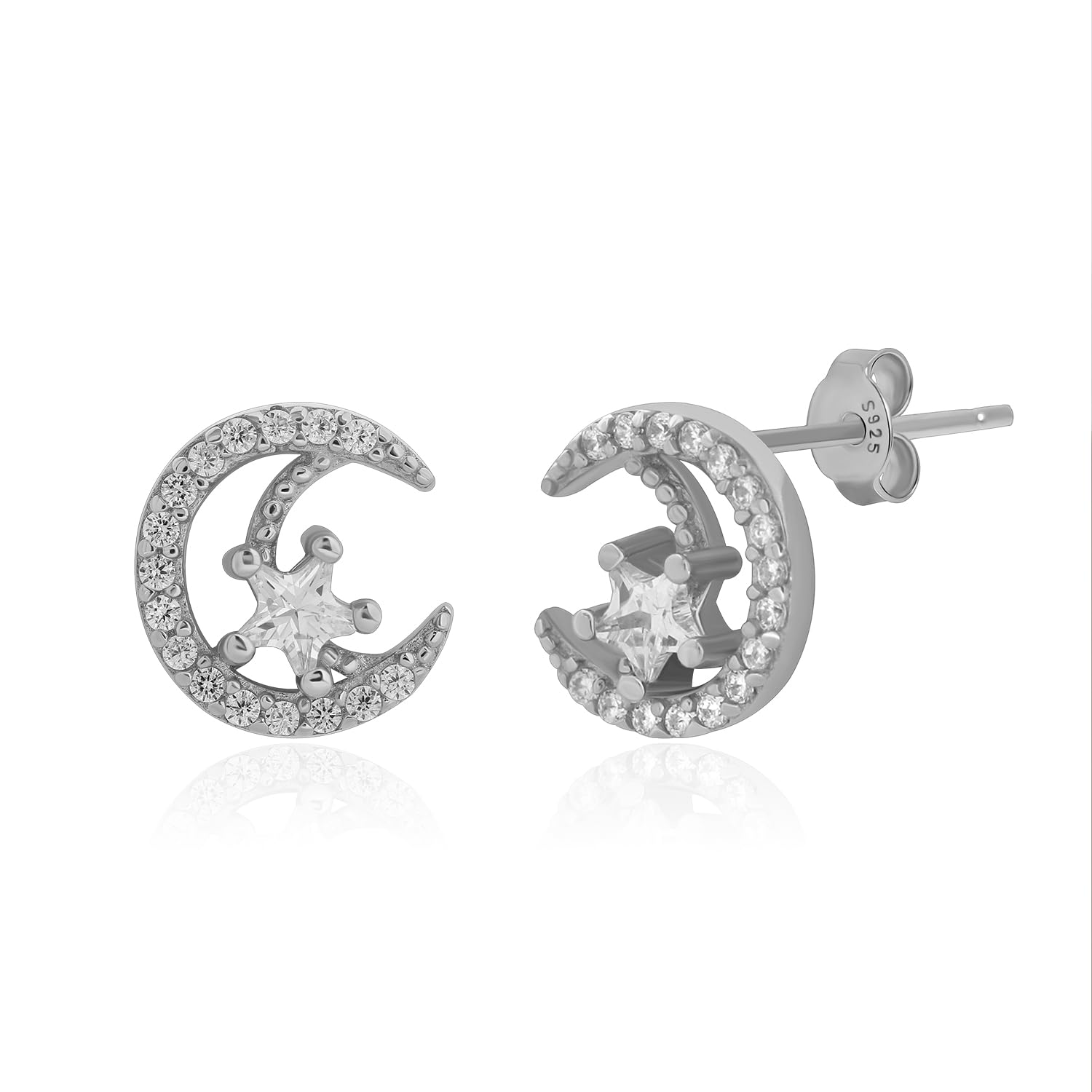 Meissa Orecchini in argento sterling per donne Orecchini a forma di stella di luna Orecchini in oro Orecchini carini in oro rosa Orecchini ipoallergenici per ragazze, Oro