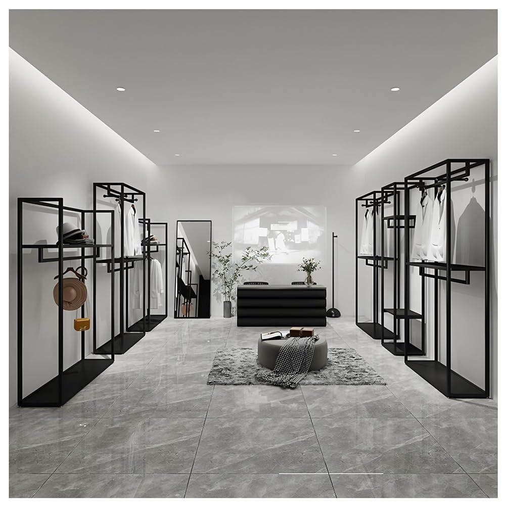 Portacavanaglio In Metallo Heavy Duty Con Scaffali, Supporto Per Apparecchi Di Abbigliamento 100kg Capacità Di Carico Per L'esposizione Del Negozio E L'organizzazione Domestica, Il Design Senza Trabal