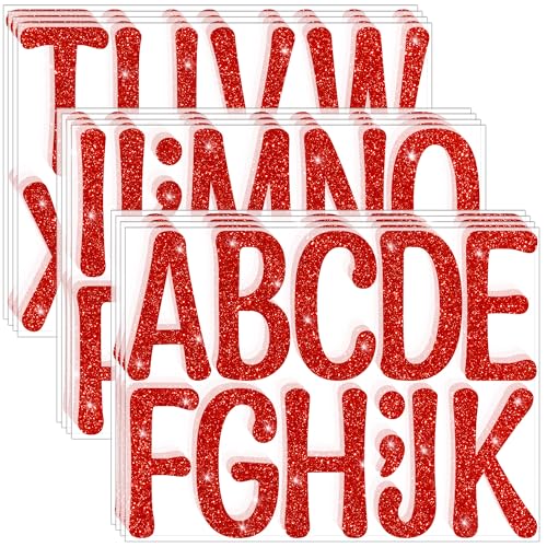 Image of Glitter Letter Stickers, 3 Inch Large Letters for Poster Board (Red) | 160 PCS,Self-Adhesive,Vinyl Alphabet Stickers,Bulletin Board Letters for Classroom,Party,DIY Crafts,Home,Office,Mailbox Decor