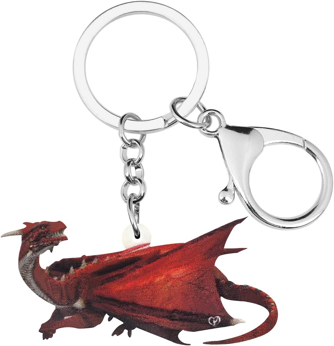 WEVENI Acrylic Dinosaur Dragon Keychains Key Ring Car Handbag Purse Jewelry For Women Teen (Red)