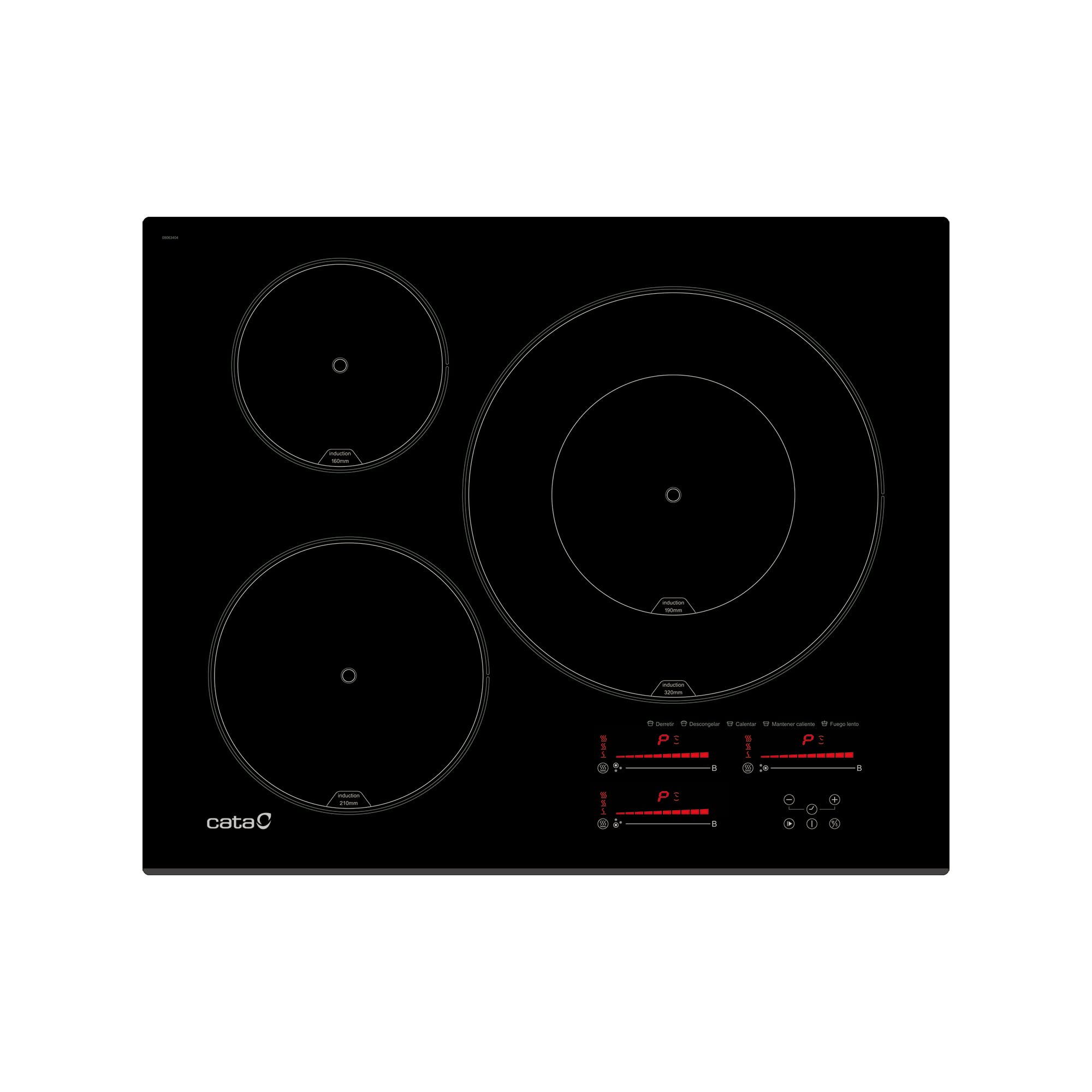 Cata Schwarz Induktionskochfeld, Modell Insb 6032 Bk/A, Kochzonen |) Booster-Leistungsstufen, Breite 60 Cm, Größe 3