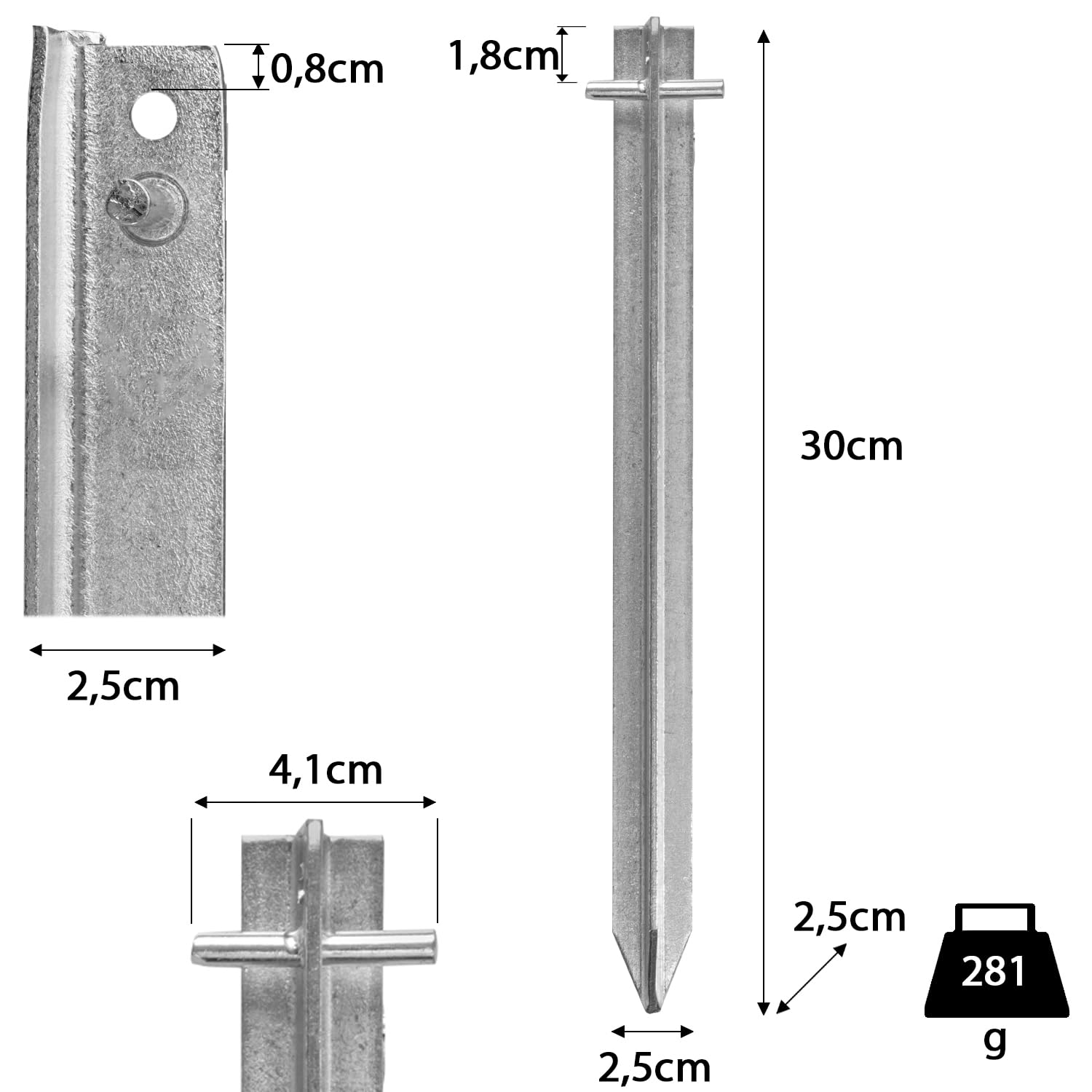 T-Hering 12 STK. 30 cm aus Metall für Harte Böden - extra starker Zelthering aus verzinktem Stahl - Stabiler Erdnagel für Zelt, Pavillon, Camping, Bodenanker, Outdoor