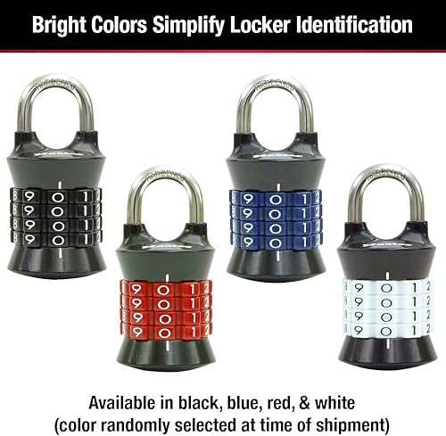 Miniatura 4 de Master Lock 1535EC3 - Juego de candado de combinación, 3 unidades, los colores pueden variar