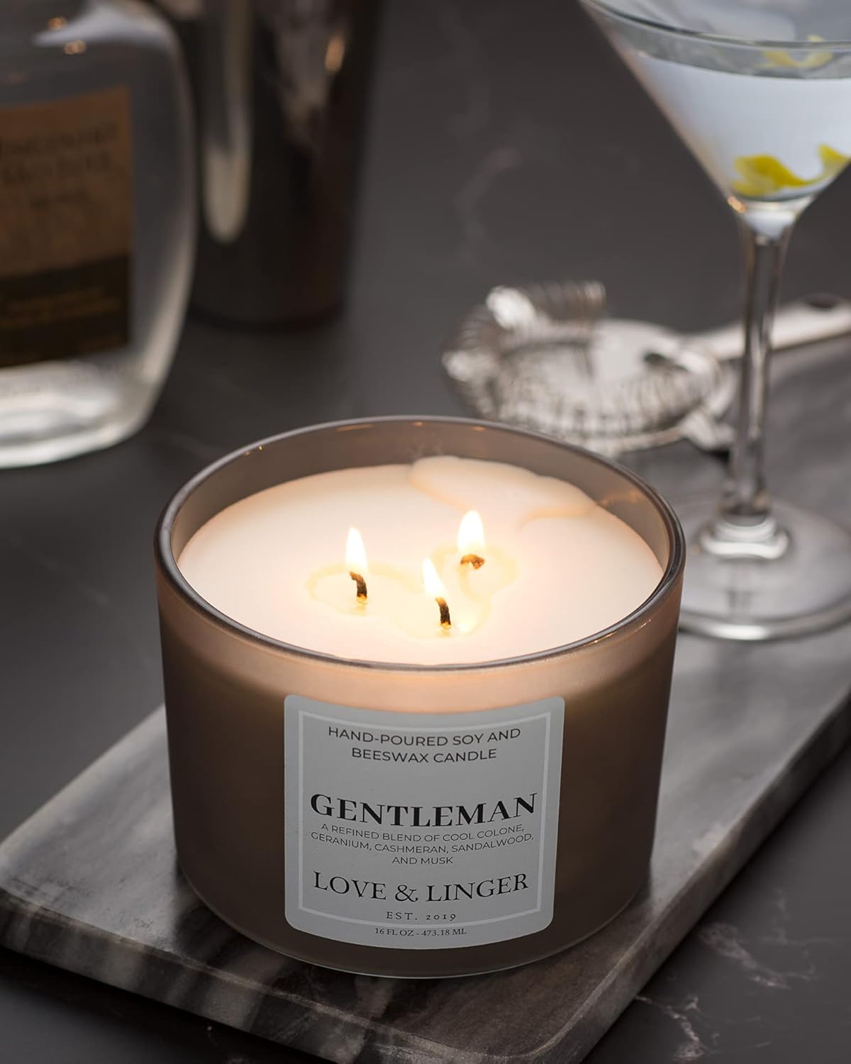Candles for Men | Masculine Candles | Luxury Soy & Beeswax Candles for Home | 16 oz. Large Jar 3 Wick Candle | Black Tie Candle | Mens Candle | Cologne Candle : Home & Kitchen